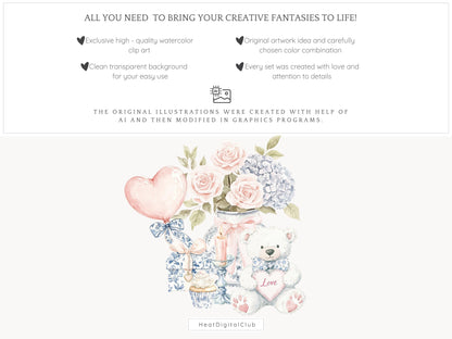 Tender Love - Grandmillennial Valentines Day Clipart, Elegant | 58 PNG