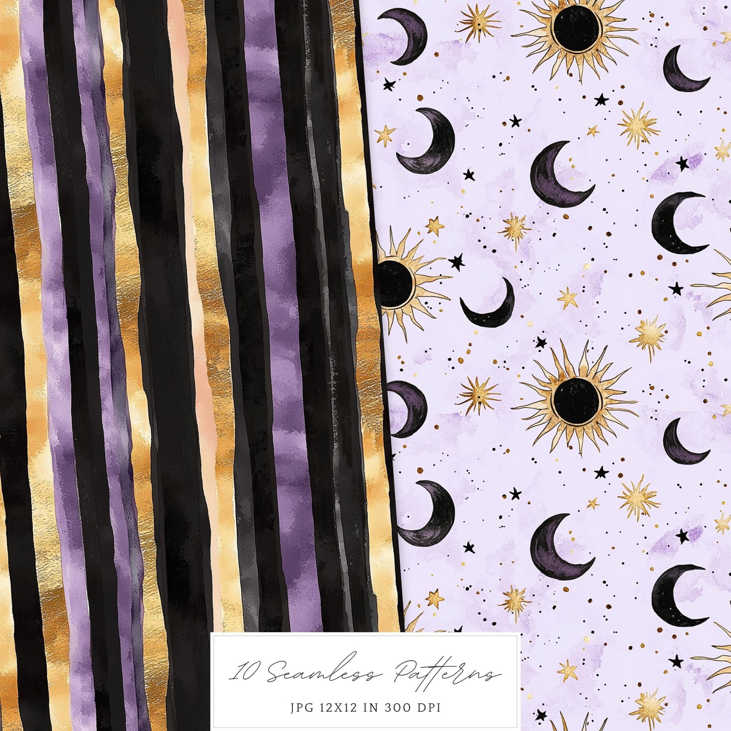 A Touch Of Magic - Witch Seamless Patterns, Celestia, Floral | 10 JPEG