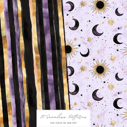 A Touch Of Magic - Witch Seamless Patterns, Celestia, Floral | 10 JPEG