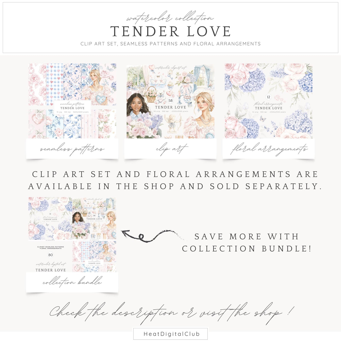 Tender Love - Valentines Day Seamless Patterns, Grandmillennial | 10 JPEG