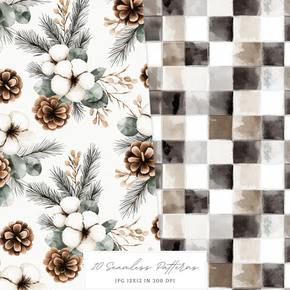 Winter Mood - Seamless Patterns, Cozy, Snowflakes | 10 JPEG