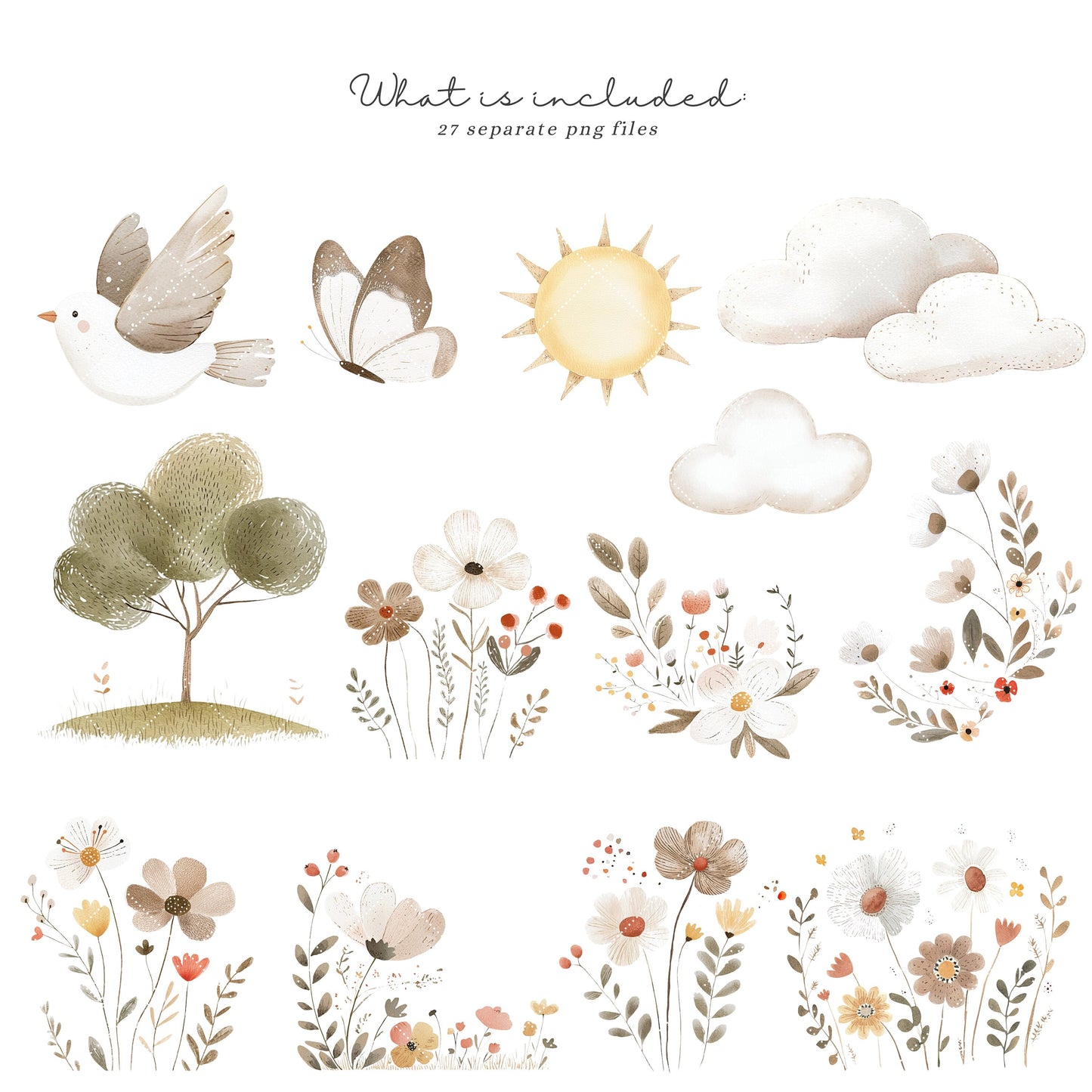 Baby Bear and His Friends - Woodland Animals, Cute Baby Bear, Nursery | 27 PNG
