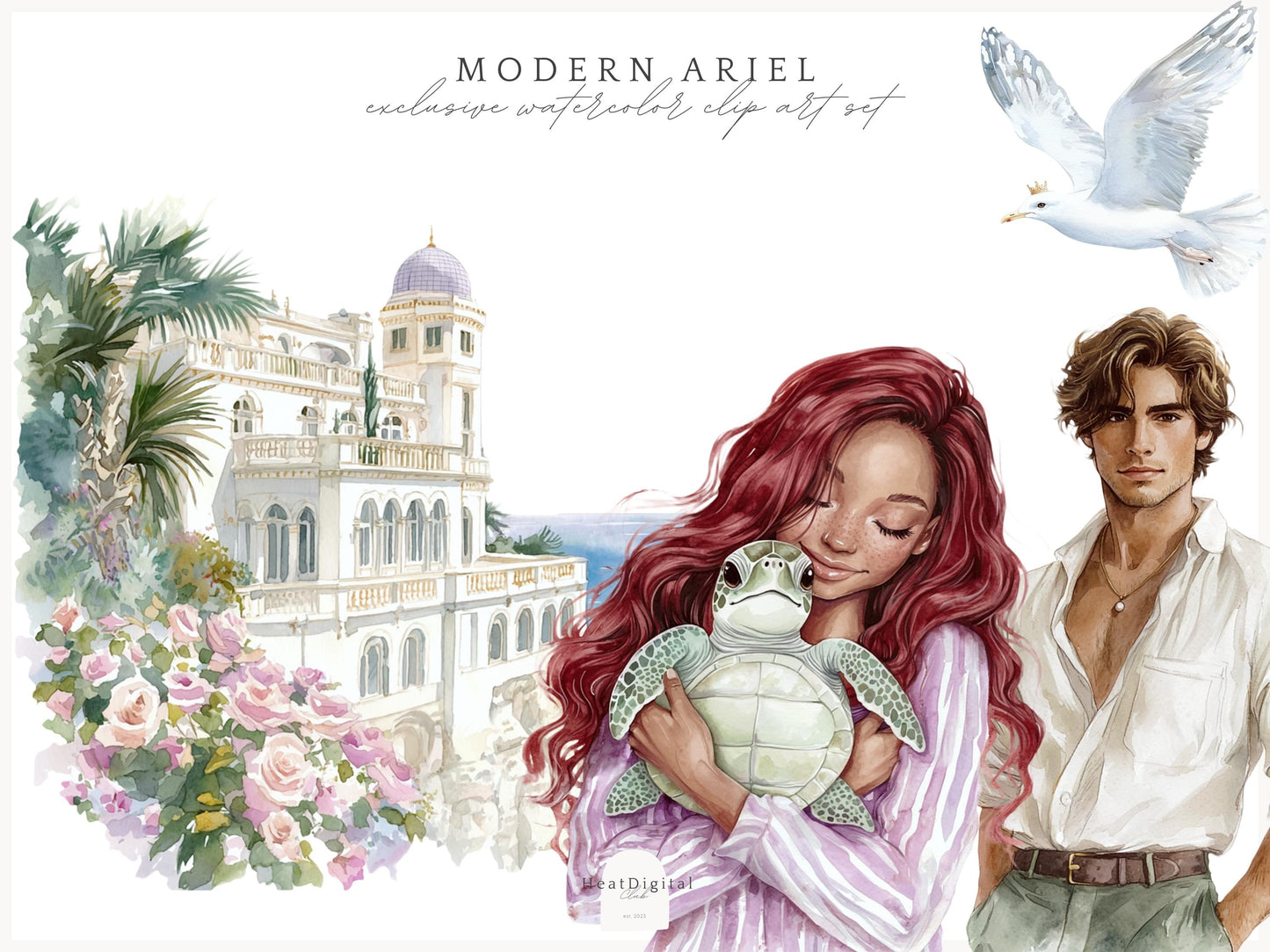 Modern Ariel - Mermaid Clip Art Set | 60 PNG