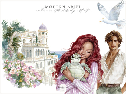 Modern Ariel - Mermaid Clip Art Set | 60 PNG