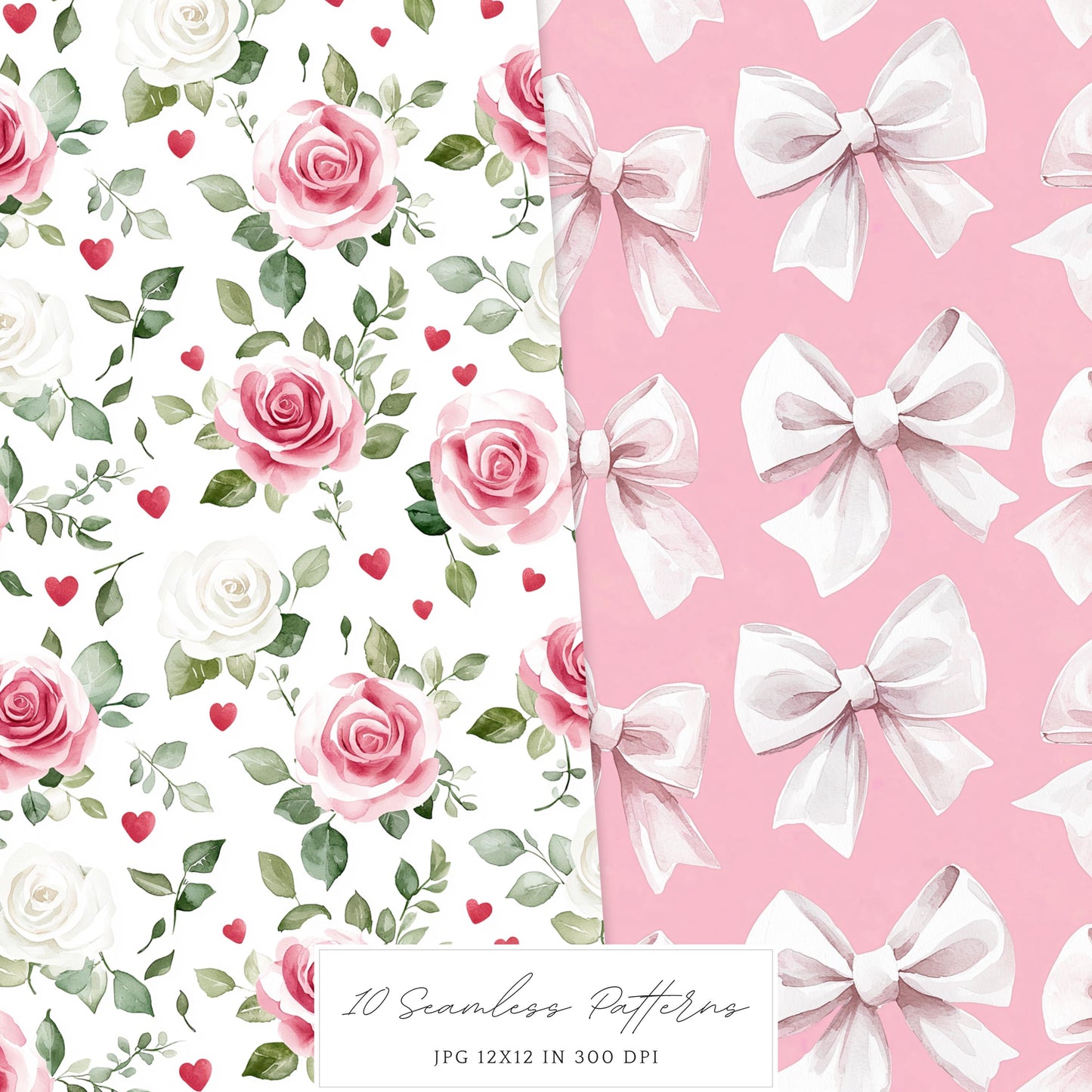 Amour Amour - Valentines Day Seamless Patterns, Love, Romantic | 10 JPEG