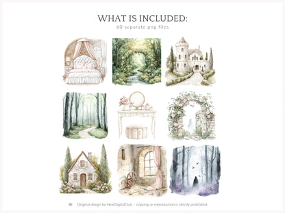 Enchanted Dream - Sleeping Beauty Clipart, Magic Rose | 60 PNG