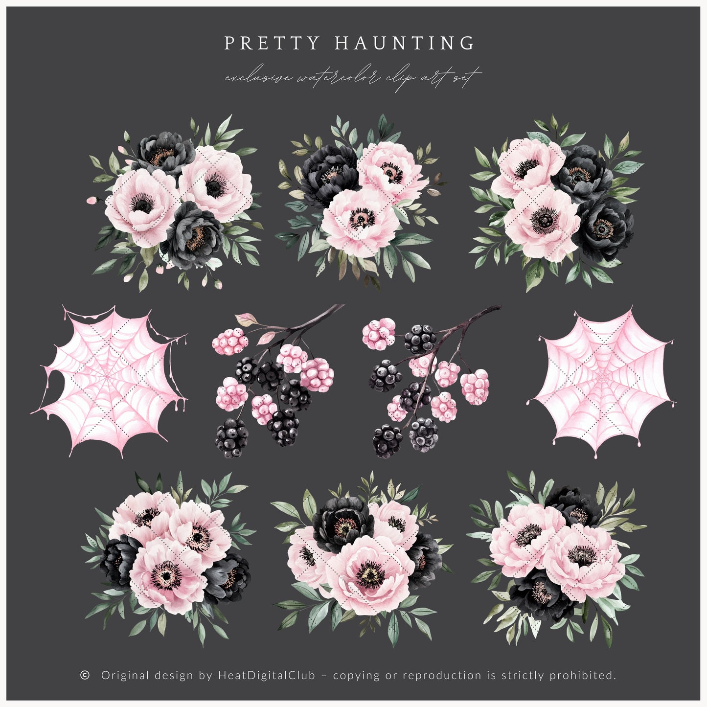 Pretty Haunting - Halloween Floral Arrangements, Gothic Pumpkins, Jack o Lantern | 20 PNG