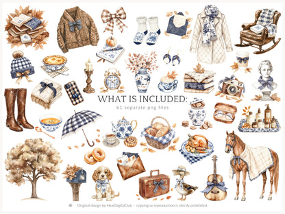Autumn Residence -  Elegantl Clipart, Grandmillennial Fall Clipart | 61 PNG