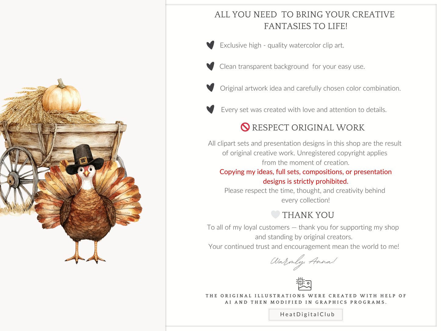 Grateful Feast - Thanksgiving Day Clipart, Autumn Harvest Farm, Fall, Cozy Holiday | 66 PNG
