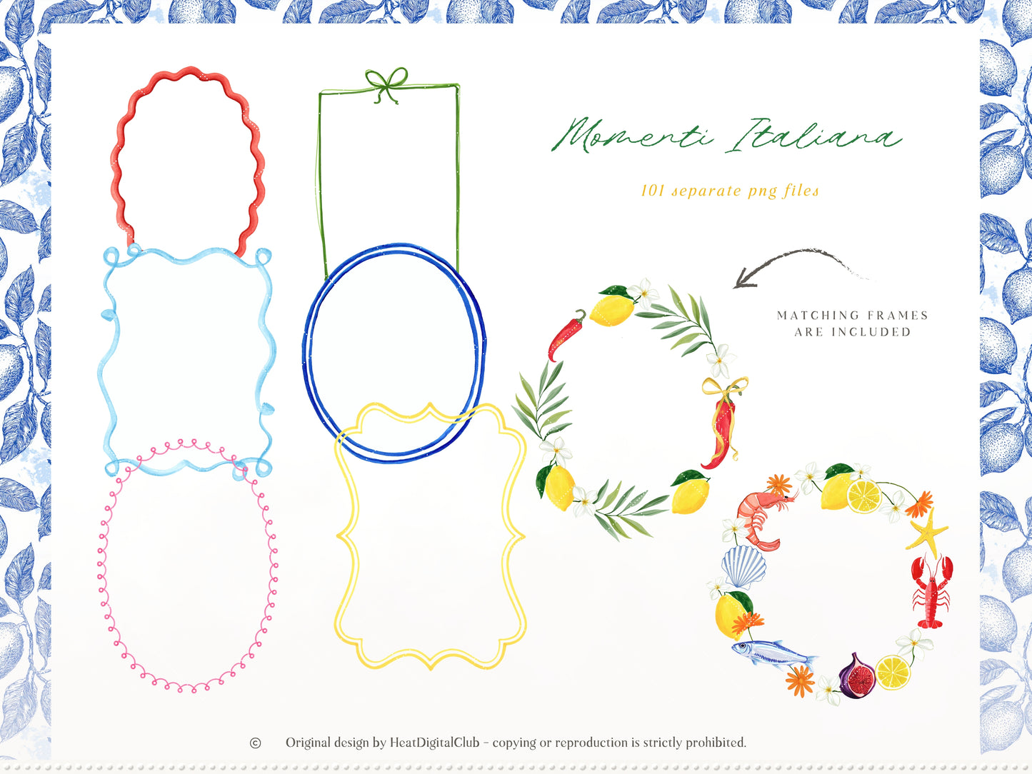 Momenti Italiana -Clipart, Mediterranean Summer, Lemon Italy, Coastal Vacation Elements, Italian Aesthetic, Dolce Vita | 111 PNG/JPEG