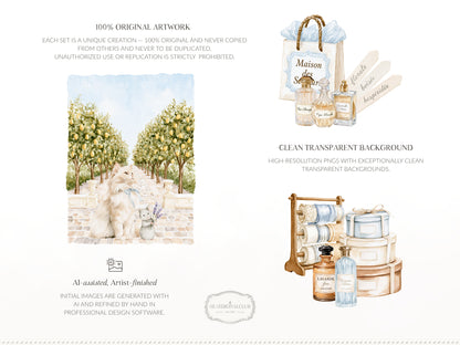 Atelier Des Senteurs - Watercolor French Perfume Clipart, Perfume Boutique | 60 PNG
