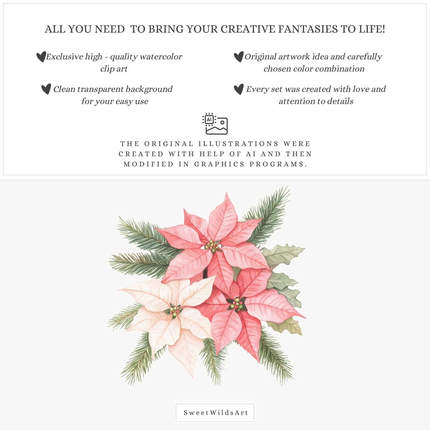 Holly Jolly - Christmas Floral Arrangements Clipart, Holiday Poinsettia,  Greenery | 22 PNG