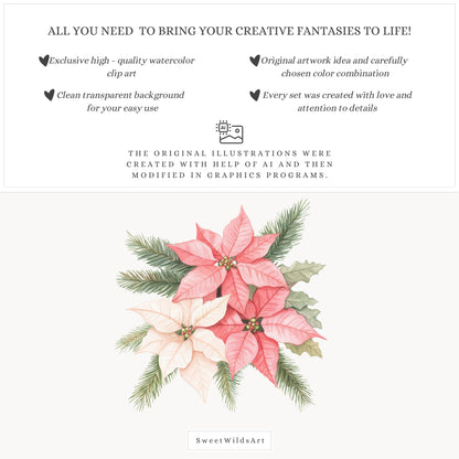 Holly Jolly - Christmas Floral Arrangements Clipart, Holiday Poinsettia,  Greenery | 22 PNG