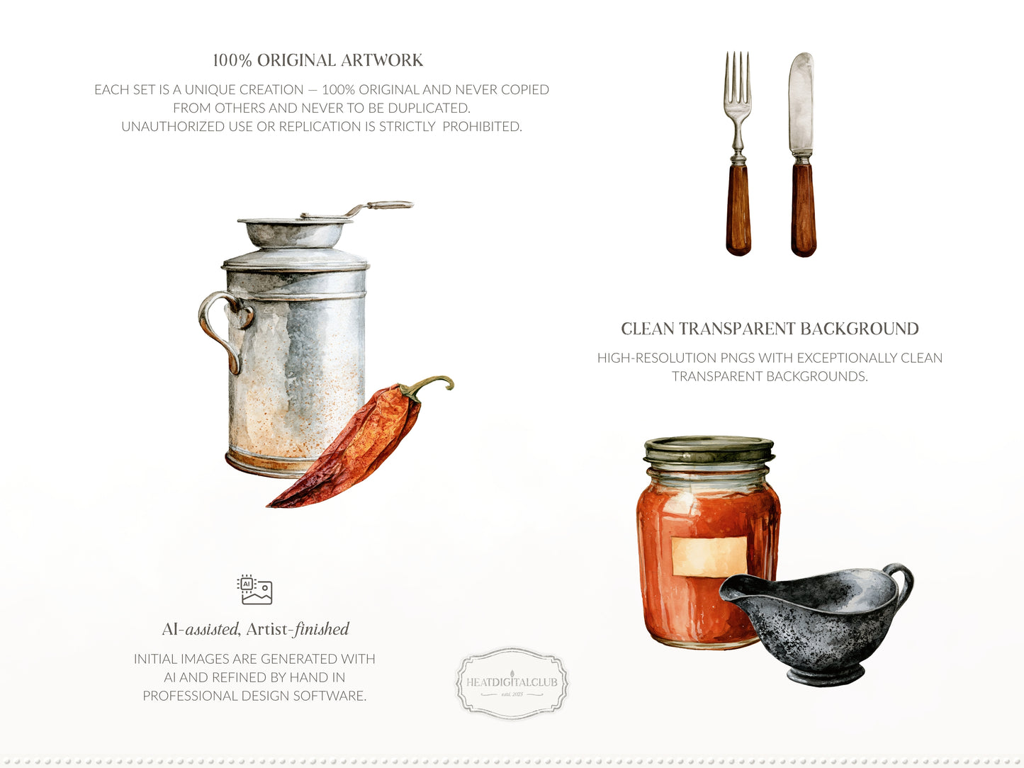 Vintage Kitchen - Clipart, Autumn Kitchen, Heirloom Fall, Cooking, Pear Pumpkin Garlic Herbs | 74 PNG/JPEG