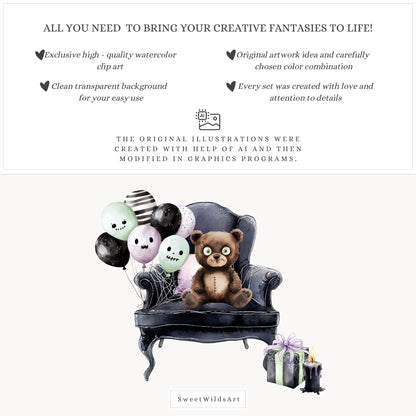 Bootiful Things - Cute Halloween Clipart, Spooky, Witch , Ghosts, Mummy | 70 PNG