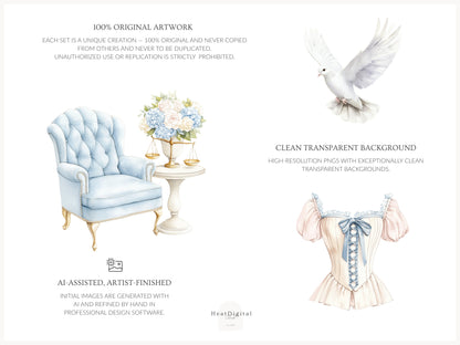 She is a Libra - Watercolor Clipart, Zodiac, Balance Scales, Feminine Zodiac, Astrology | 60 PNG