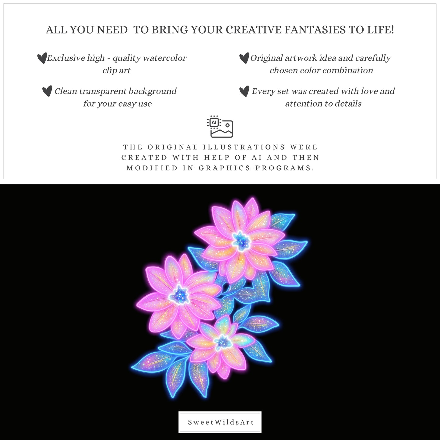 Glowlloween - Neon Halloween Floral Arrangements, Glowing Pumpkin, Flowers | 22 PNG