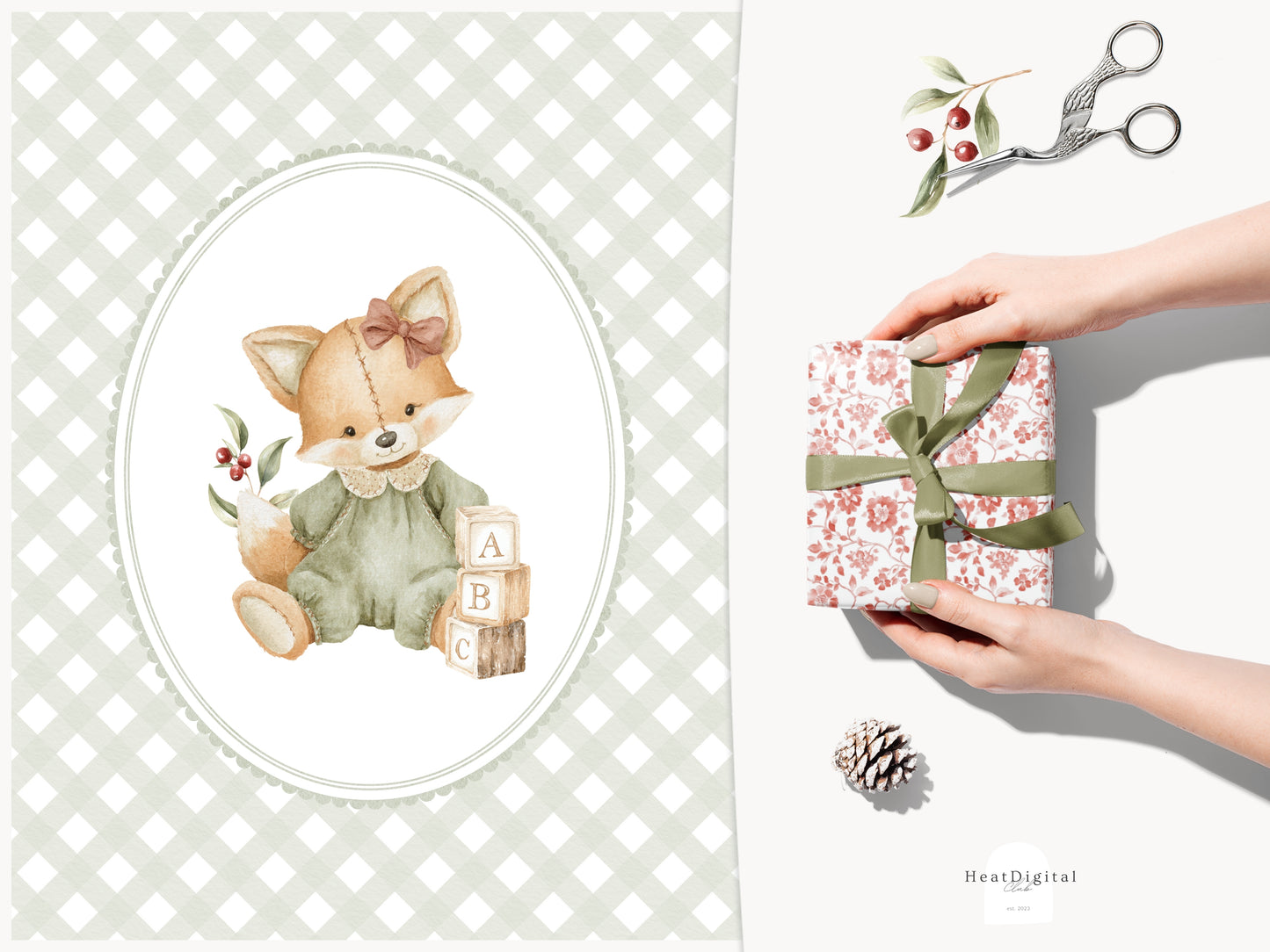 Christmas Atelier - Cute Vintage Holiday Toys Clipart, Winter Grandmillennial Nursery | 84 PNG/JPEG