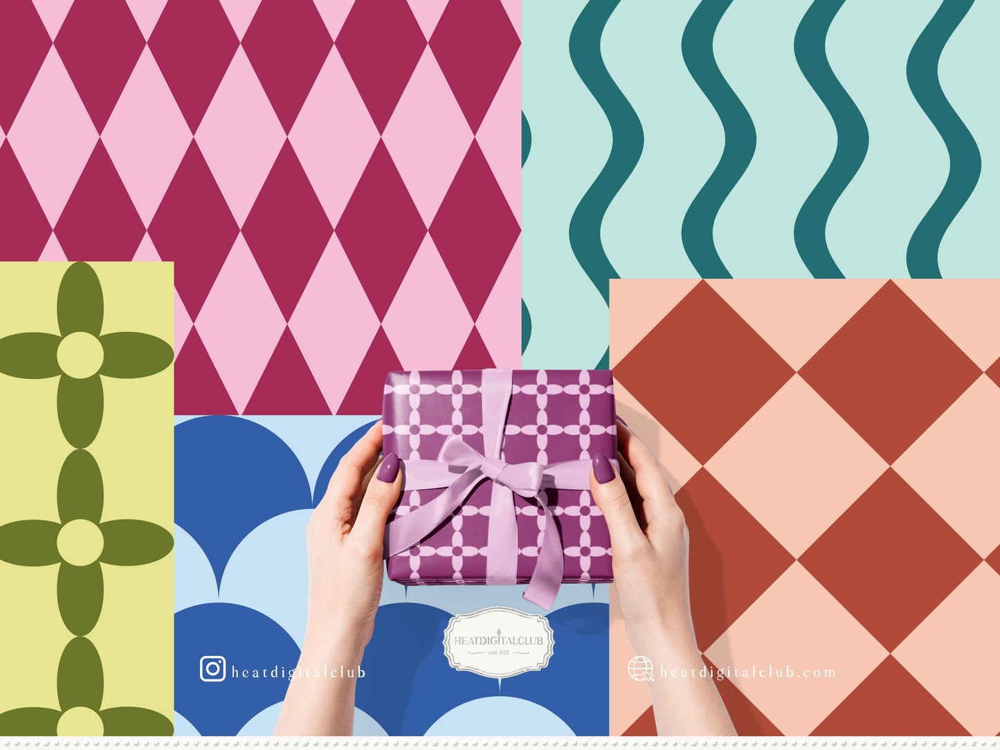 Dopamine Mix - Colorful Bold Geometric Seamless Patterns, Paper Collection | 70 JPEG