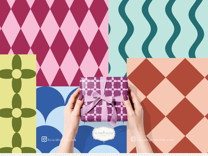 Dopamine Mix - Colorful Bold Geometric Seamless Patterns, Paper Collection | 70 JPEG