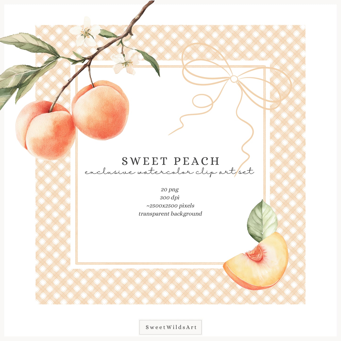 Sweet Peach - Floral Arrangements, Peach Blossom, Jasmine, Cream Roses | 20 PNG