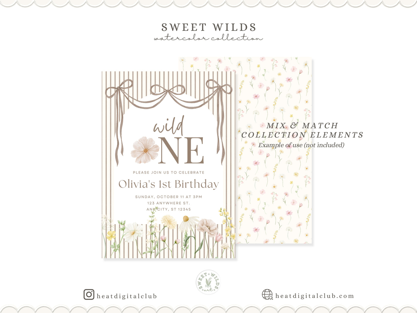 Sweet Wilds - Wildflowers Clipart, Meadow Flowers, Coquette Floral, Pink Ivory Flowers, Baby Shower | 70 PNG/JPEG