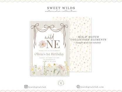Sweet Wilds - Wildflowers Clipart, Meadow Flowers, Coquette Floral, Pink Ivory Flowers, Baby Shower | 70 PNG/JPEG