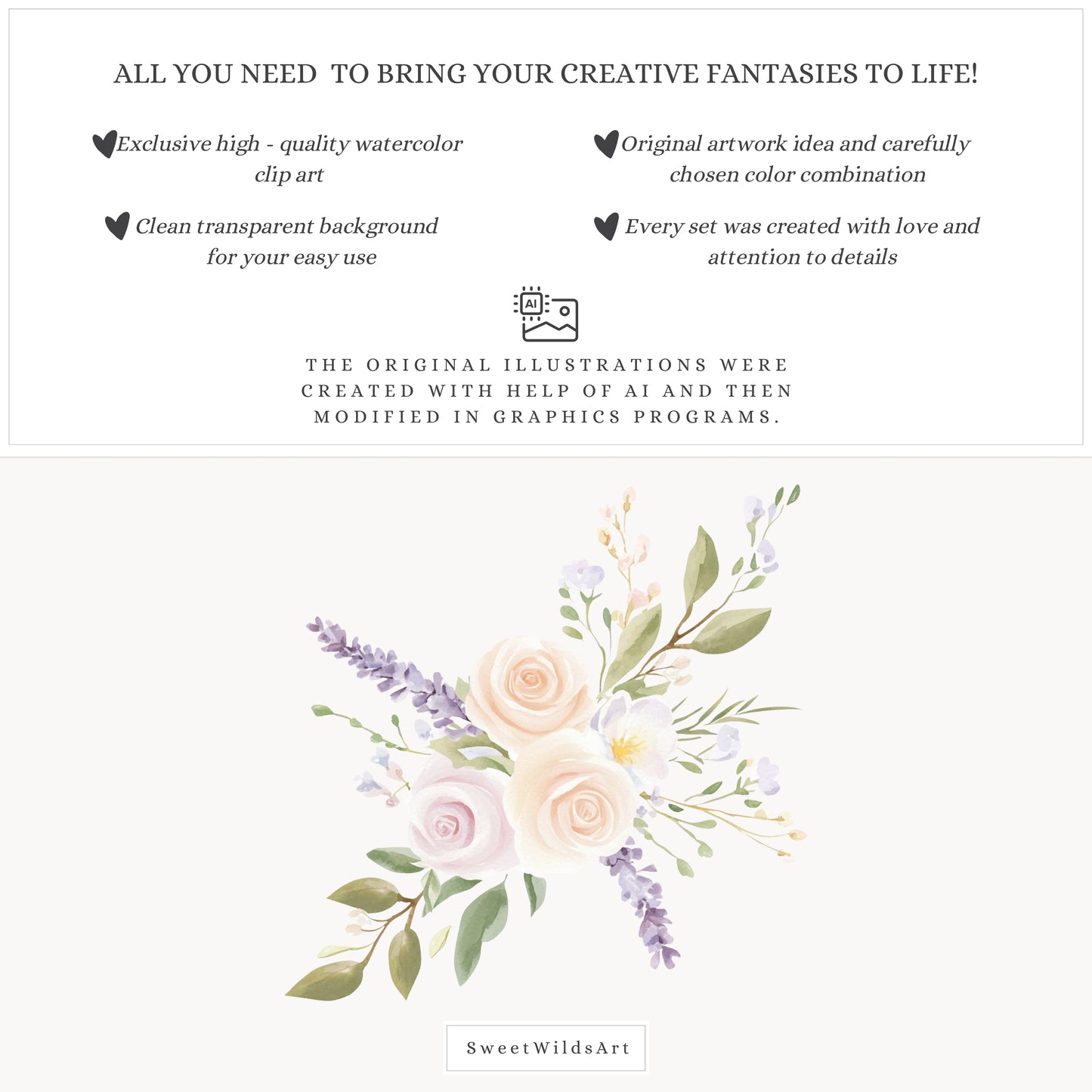 Rainbow World - Floral Arrangements, Pastel Watercolor Flowers  | 12 PNG