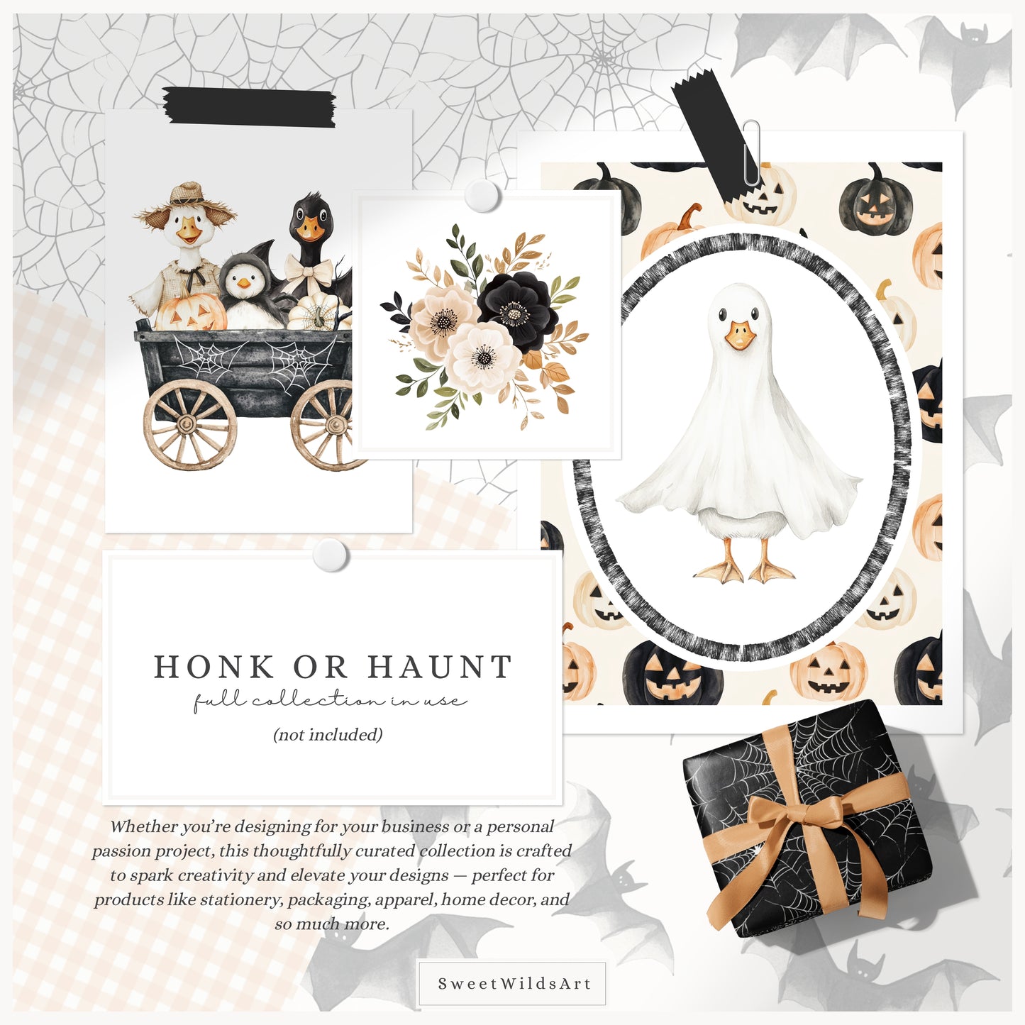 Honk or Haunt - Halloween Seamless Patterns, Candy Corn, Spiderweb | 20 JPEG