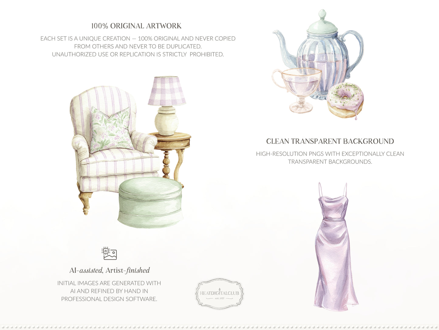Pistachio Lavender - Clipart, French Countryside Aesthetic, Lavender Field, Romantic Spring | 60 PNG