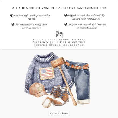 Little Classics - Watercolor Teddy Bears Clipart, Kids Nursery, Grandmillennial | 60 PNG