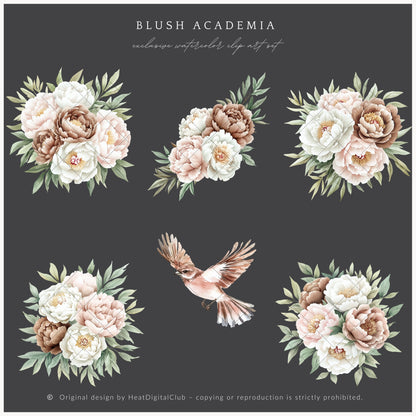 Blush Academia - Floral Arrangements, Peonies, Light Academia Flowers | 12 PNG
