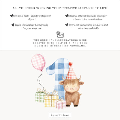 Birthday Barn - Farm Animal, Kids Party Clipart, Cow, Pig, Baby Shower | 73 PNG