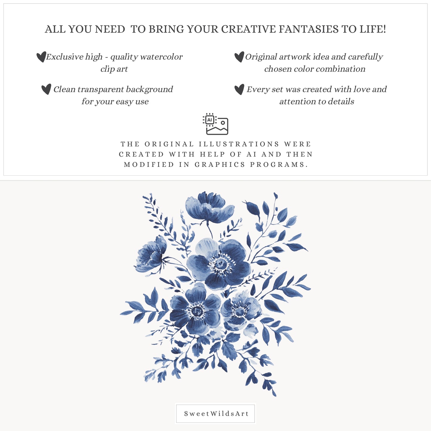 Little Classics - Watercolor Floral Arrangements, Chinoiserie, Beige Hydrangeas | 22 PNG