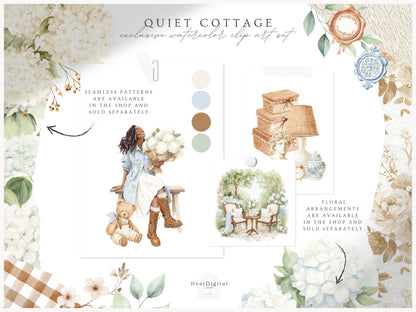 Quiet Cottage - Clipart, French Country Cottagecore, Rustic Vintage Aesthetic | 70 PNG