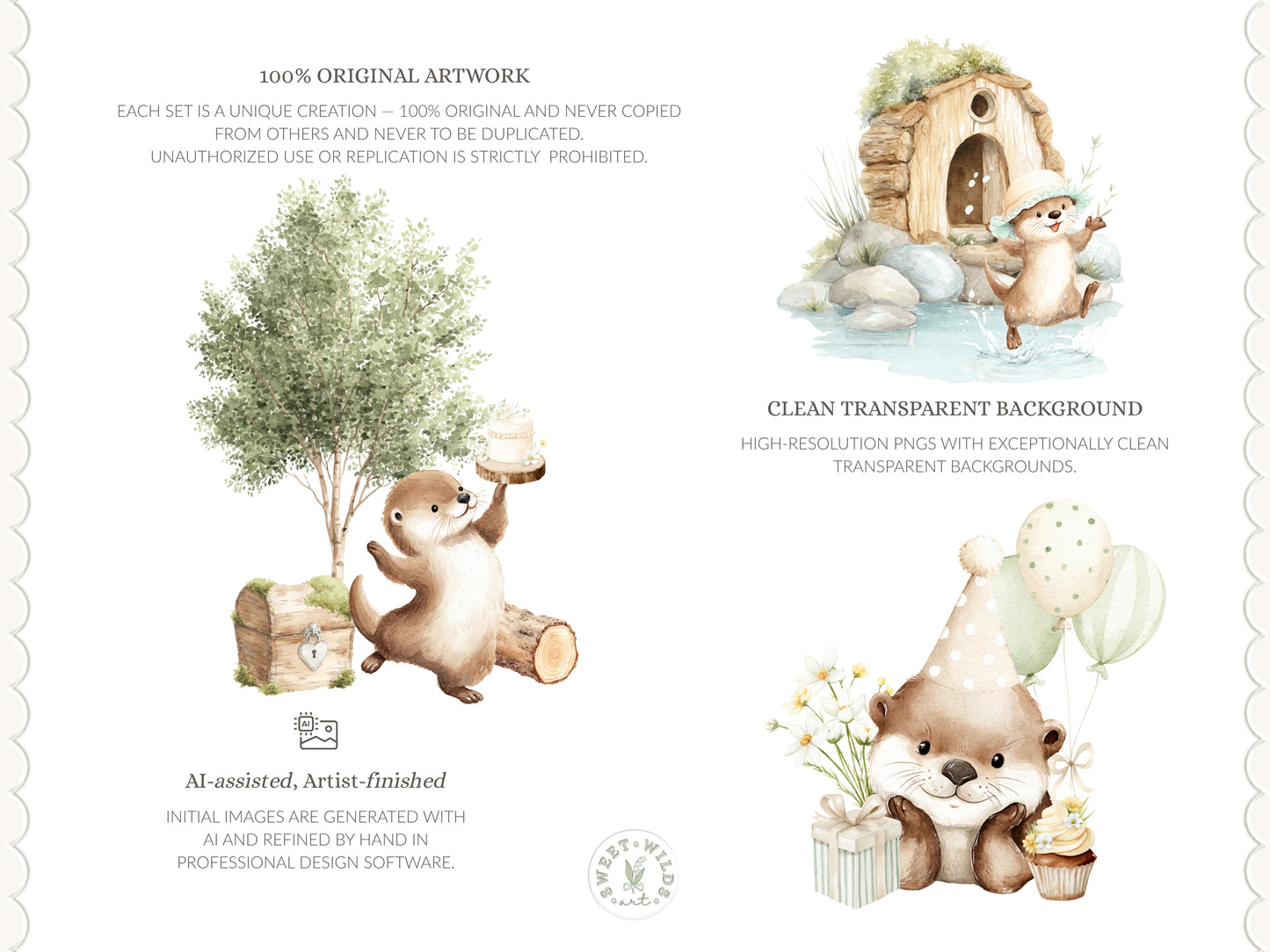 River Meadow - Otter Clipart, Cute River Animals, Baby Otter, Woodland Nursery, Spring Summer | 60 PNG