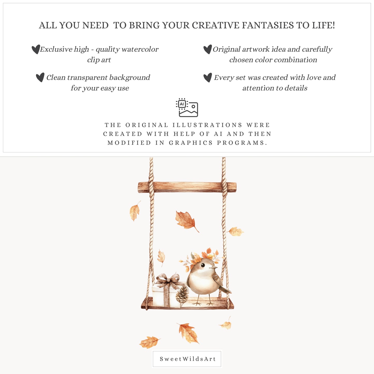 Autumn Woods - Woodland Animals Clipart, Cute Fall Forest Baby | 60 PNG
