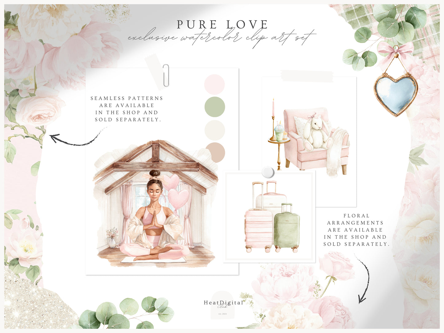 Pure Love - Clipart, Self Love, Wellness Spa Coquette Aesthetic, Valentines Day | 66 PNG