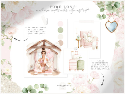 Pure Love - Clipart, Self Love, Wellness Spa Coquette Aesthetic, Valentines Day | 66 PNG
