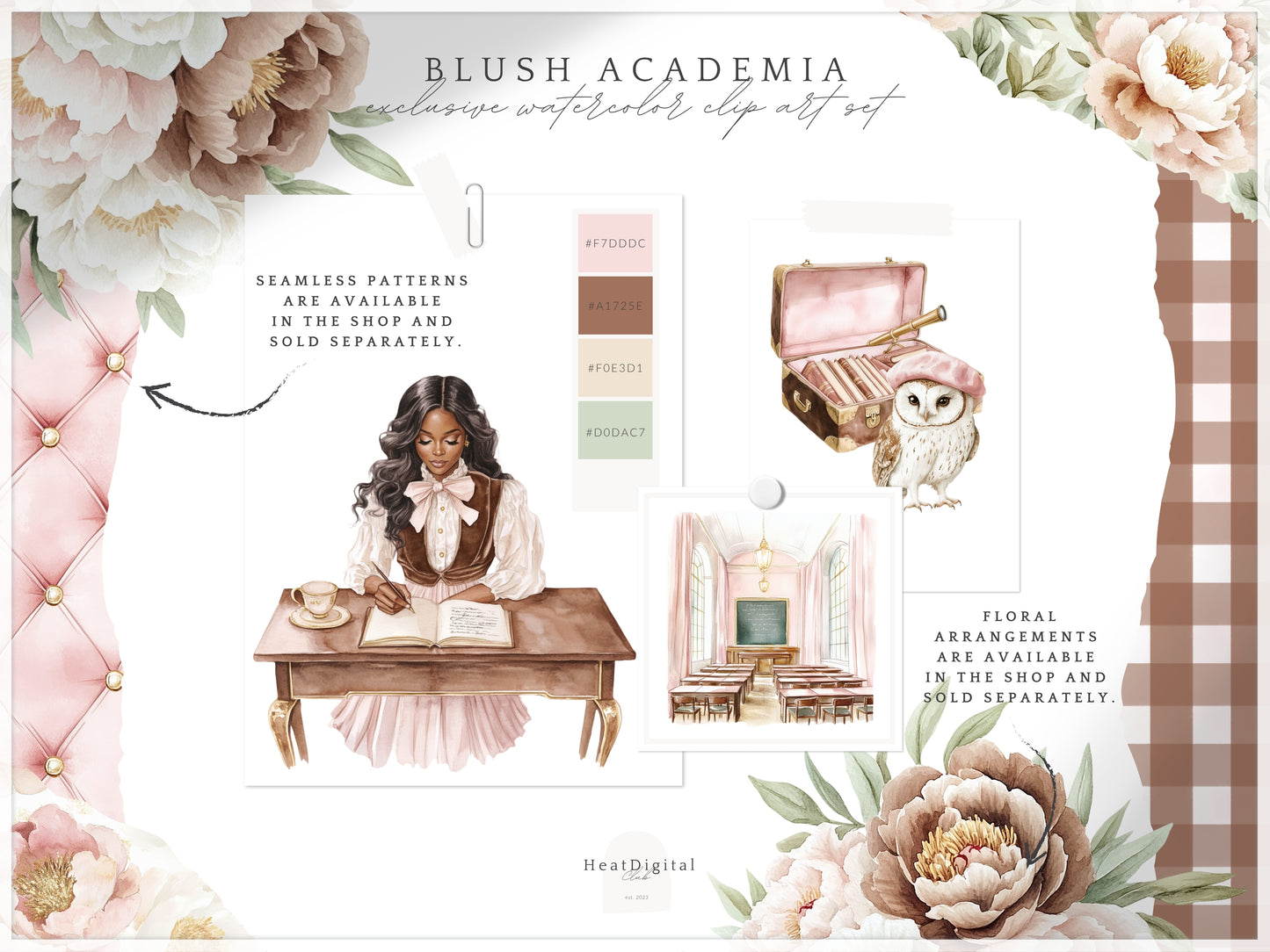 Blush Academia - Light Academia, Study Girls Clipart, Books, Bookworm | 65 PNG