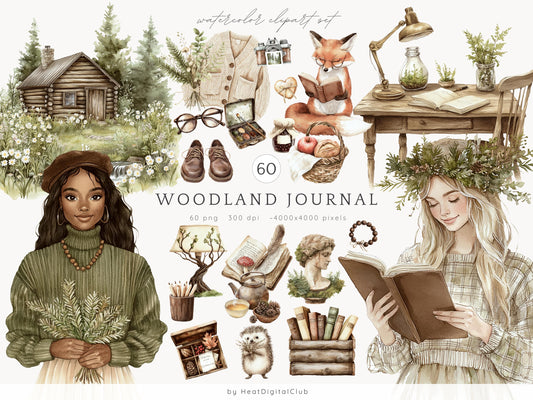 Woodland Journal - Cottagecore Clipart, Rustic | 60 PNG