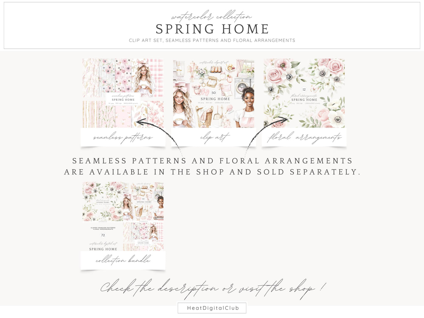 Spring Home - Cozy Spring, Pink Clip Art | 50 PNG