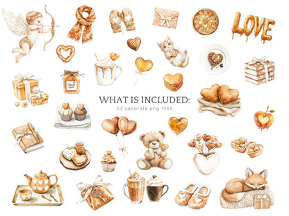 Caramel Love - Valentines Day Clipart, Romantic, Balloons | 53 PNG