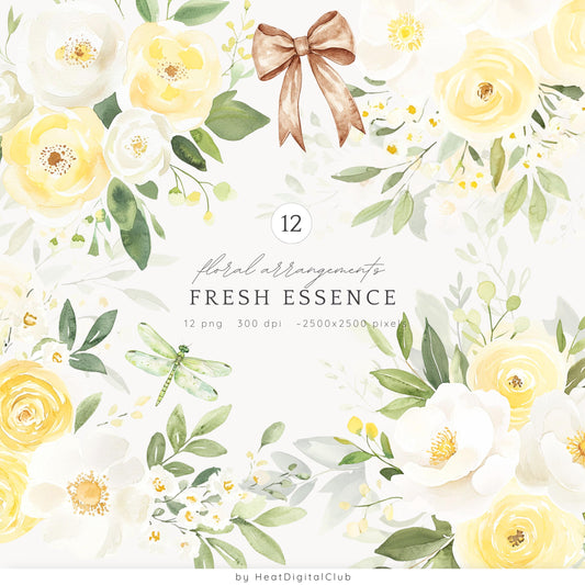 Fresh Essence - Floral Arrangements Clipart, Spring Flowers | 12 PNG