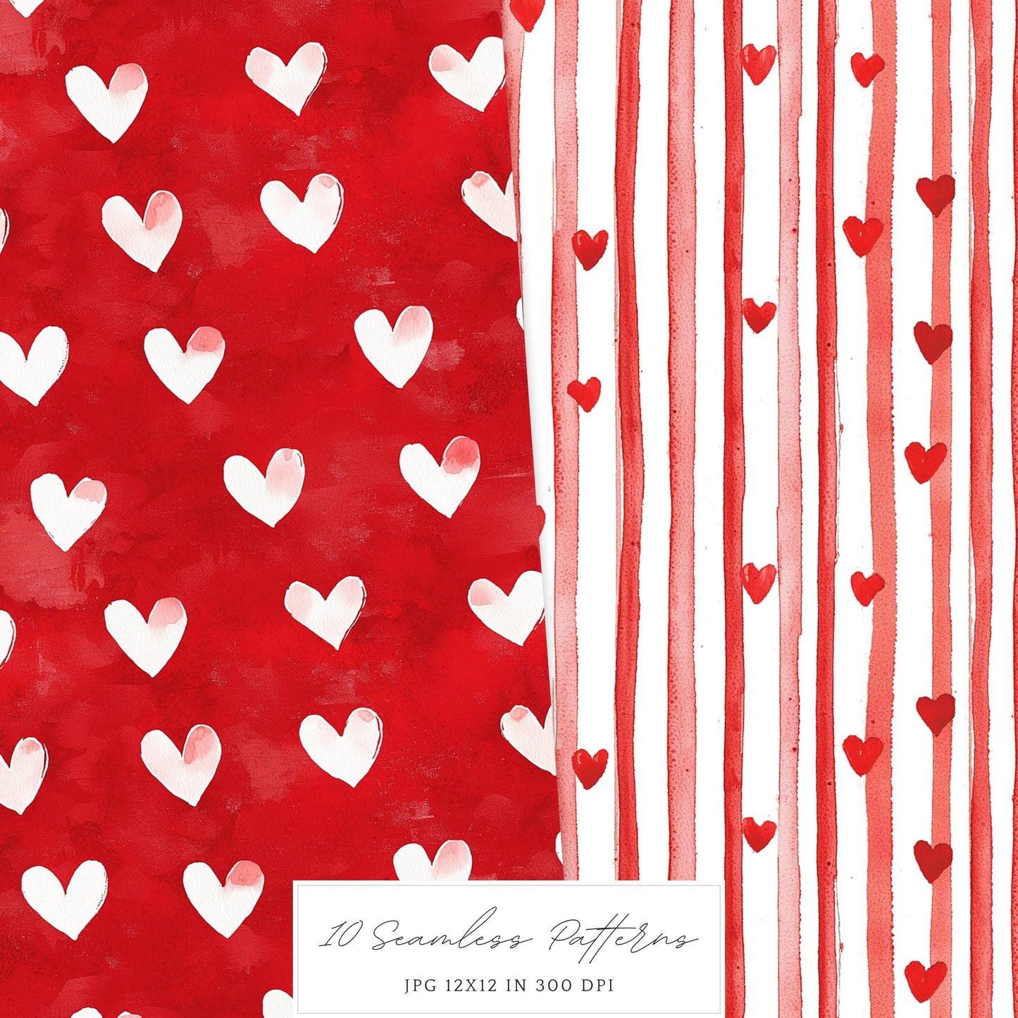 XOXO - Valentines Day Seamless Patterns, Romantic Love | 10 JPEG