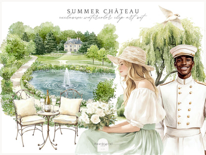 Summer Château - Elegant, French, Country Clipart Set | 60 PNG