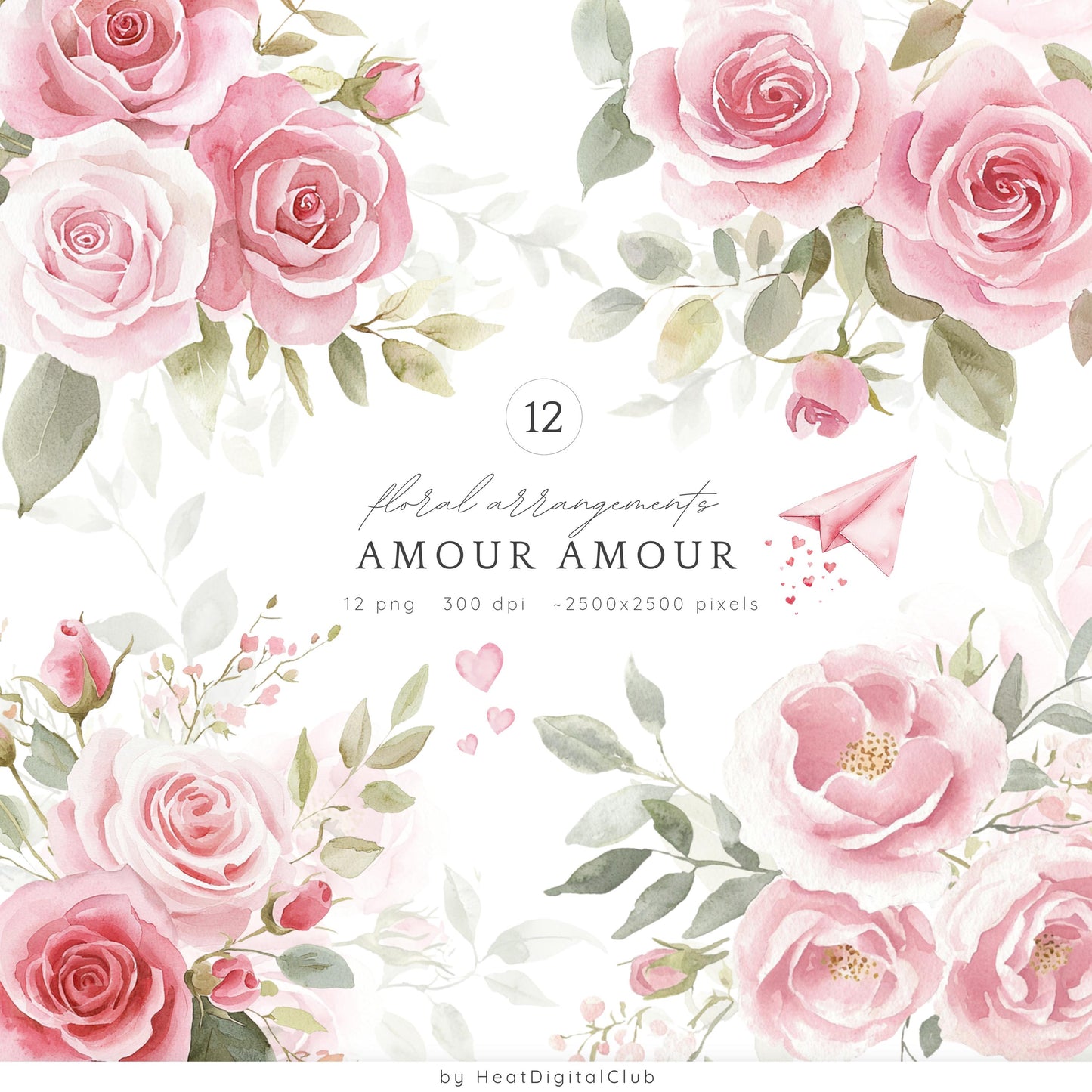 Amour Amour - Collection Bundle, Valentines Day Clipart, Love | 78 PNG/JPEG