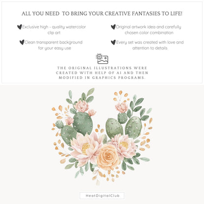 Viva Mexico -  Floral Arrangements Clipart, Cinco De Mayo, Cactus | 12 PNG
