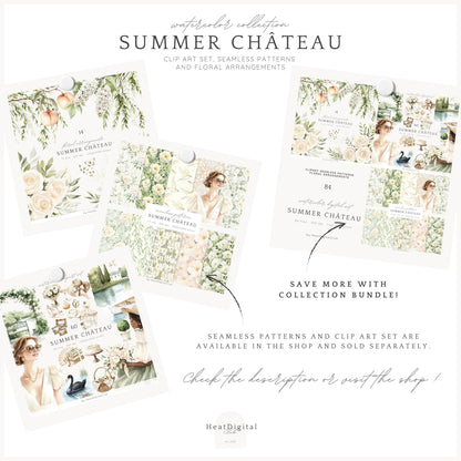 Summer Château - White Cream Roses Floral Arrangements | 14 PNG