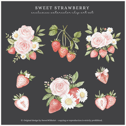 Sweet Strawberry - Strawberry and Rose Floral Arrangements | 14 PNG
